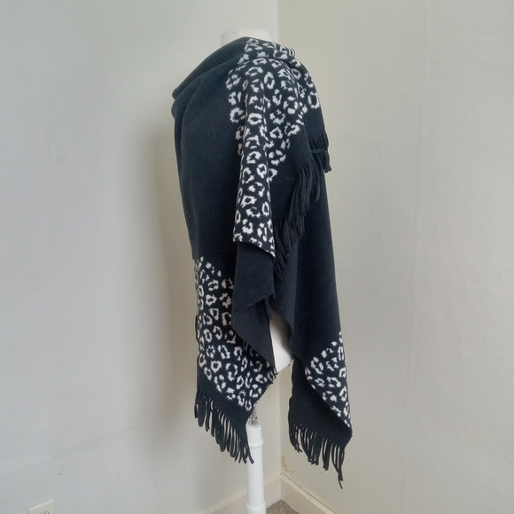 RACHEL Rachel Roy Black White Leopard Print Wrap One Size Fits Most - Picture 4 of 11